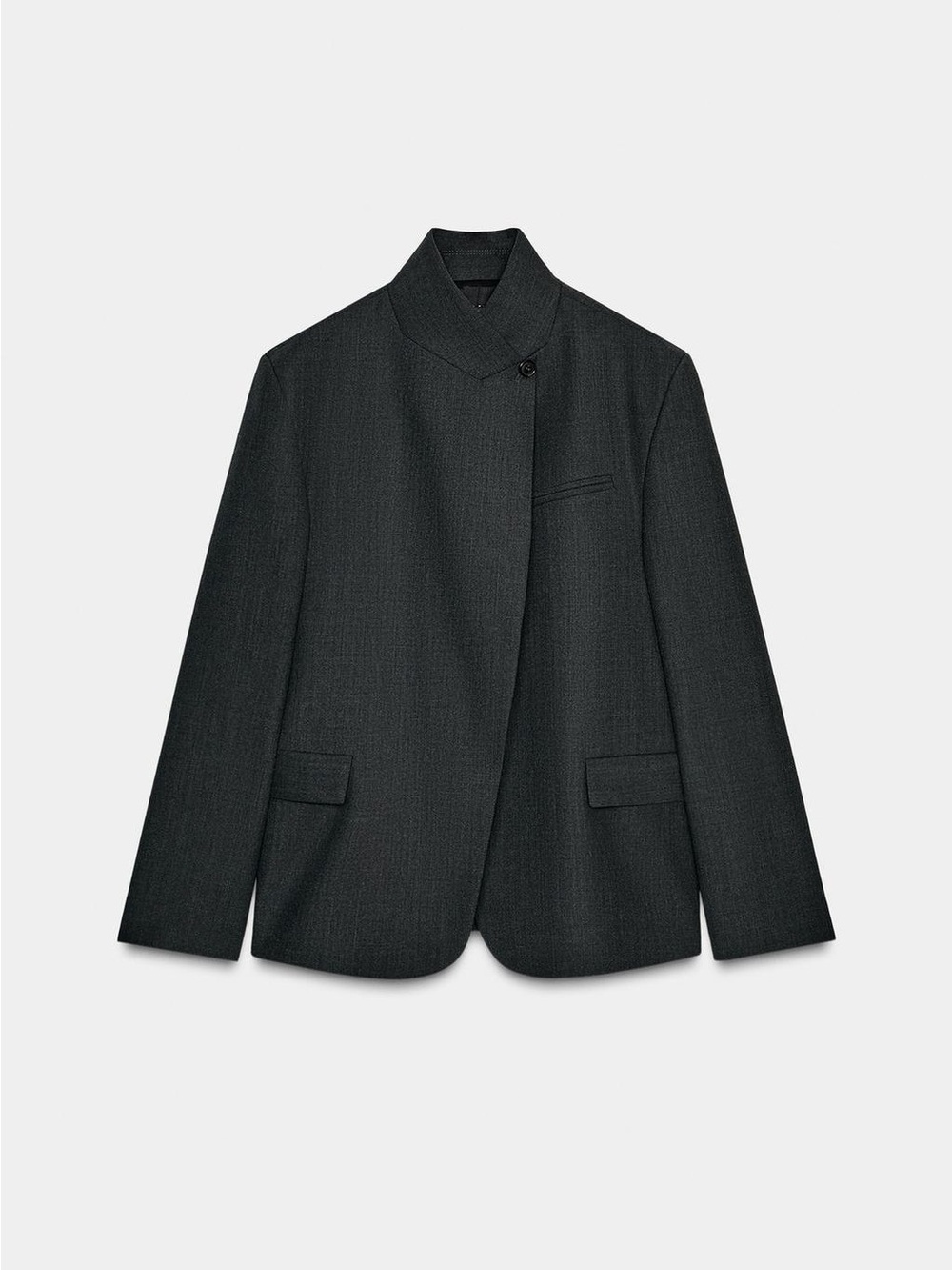 Zara Dark Charcoal Asymmetric Blazer